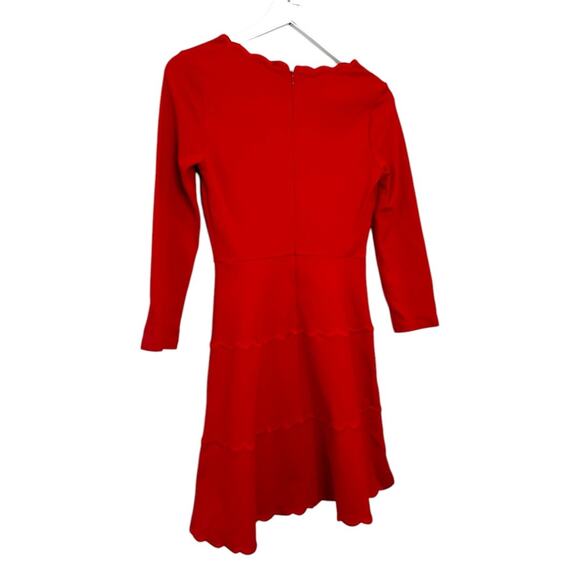 Kate Spade Red Scallop Ponte Fit & Flare Dress Size 0 - Picture 6 of 9